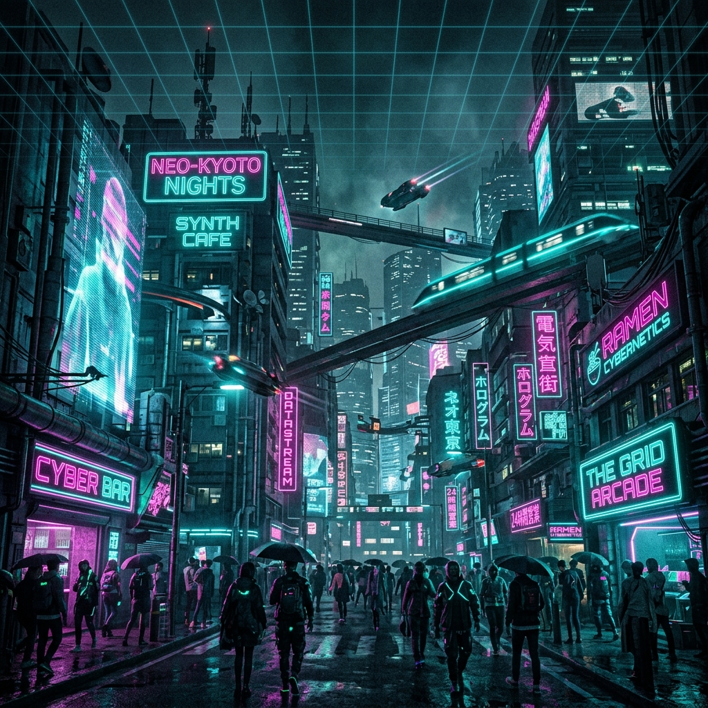 赛博朋克城市夜景 — 萤火虫极速网络